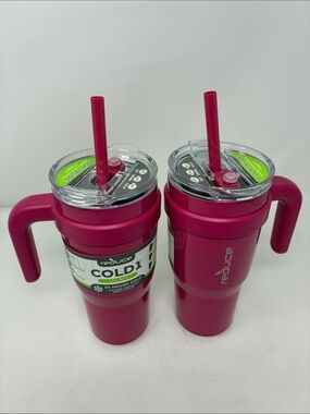 (2 Pack) Reduce Insulated Travel Tumbler with Handle and Straw - Pink 24oz